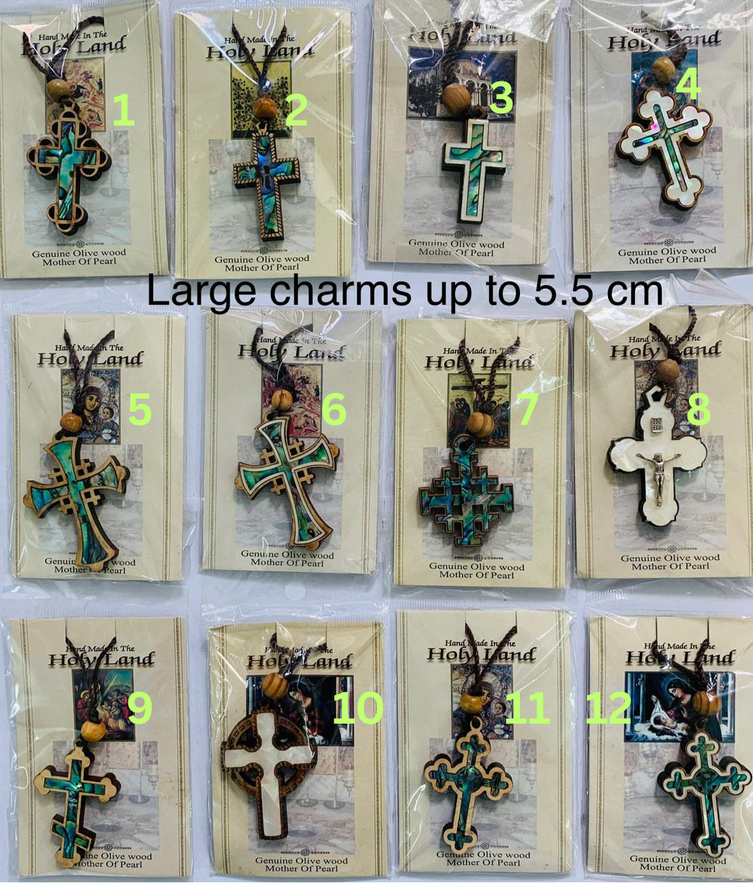 Olive Wood Cross Pendant with Mother-of-Pearl - Large