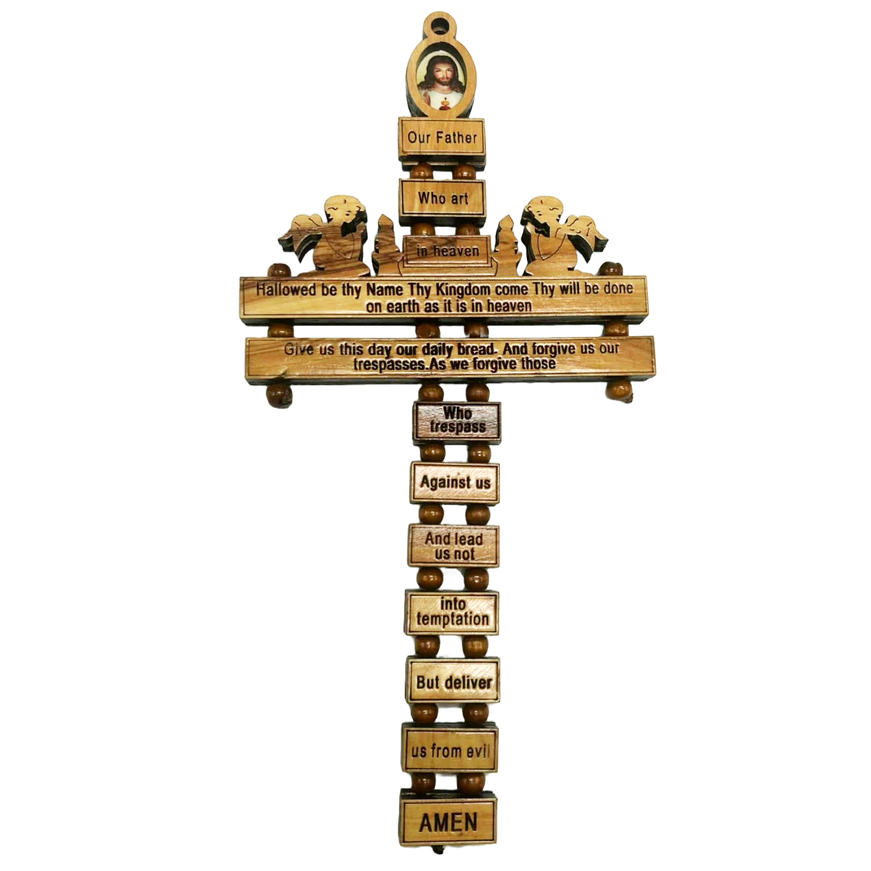 Olive Wood Cross With the Lord's Prayer Wall Cross – “Our Father” Prayer