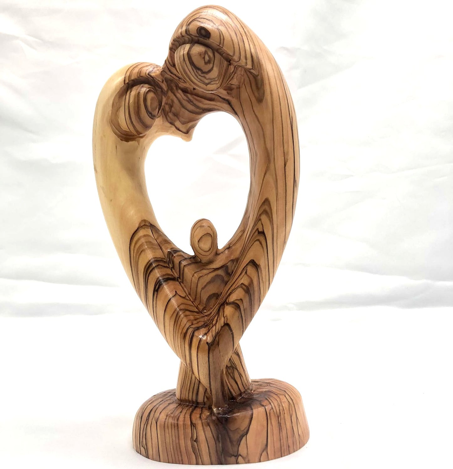 Olive Wood Holy Family - Abstract -Heart shape