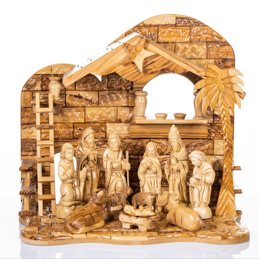Olive Wood Musical Nativity - large
