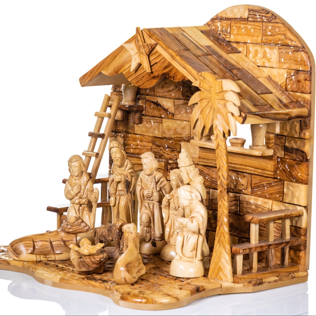 Olive Wood Musical Nativity - large
