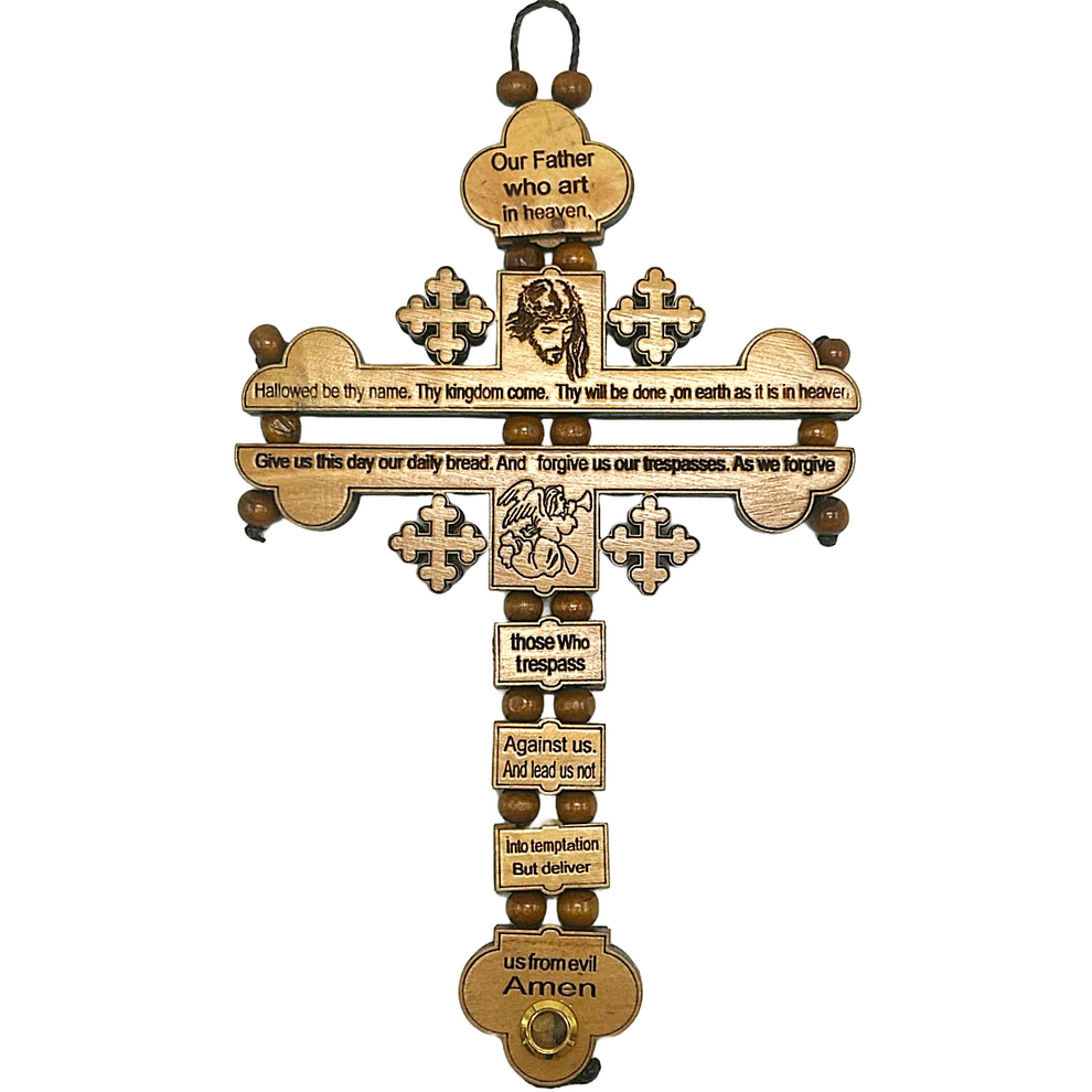 Olive Wood Cross With the Lord's Prayer Wall Cross – “Our Father” Pray ...
