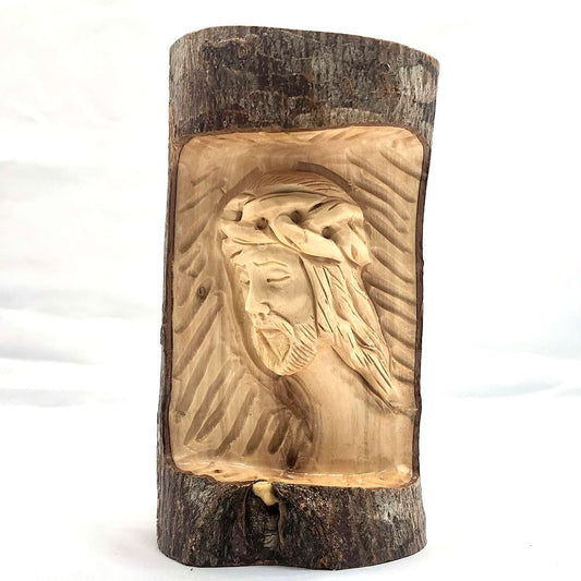 Olive Wood Jesus Face in Trunk