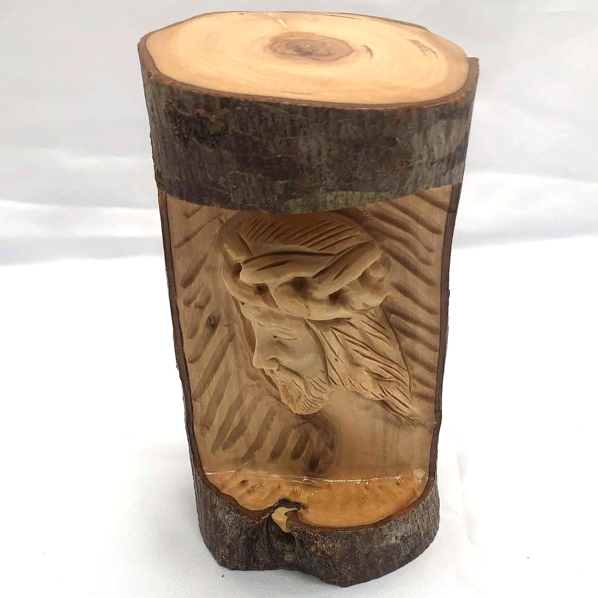 Olive Wood Jesus Face in Trunk