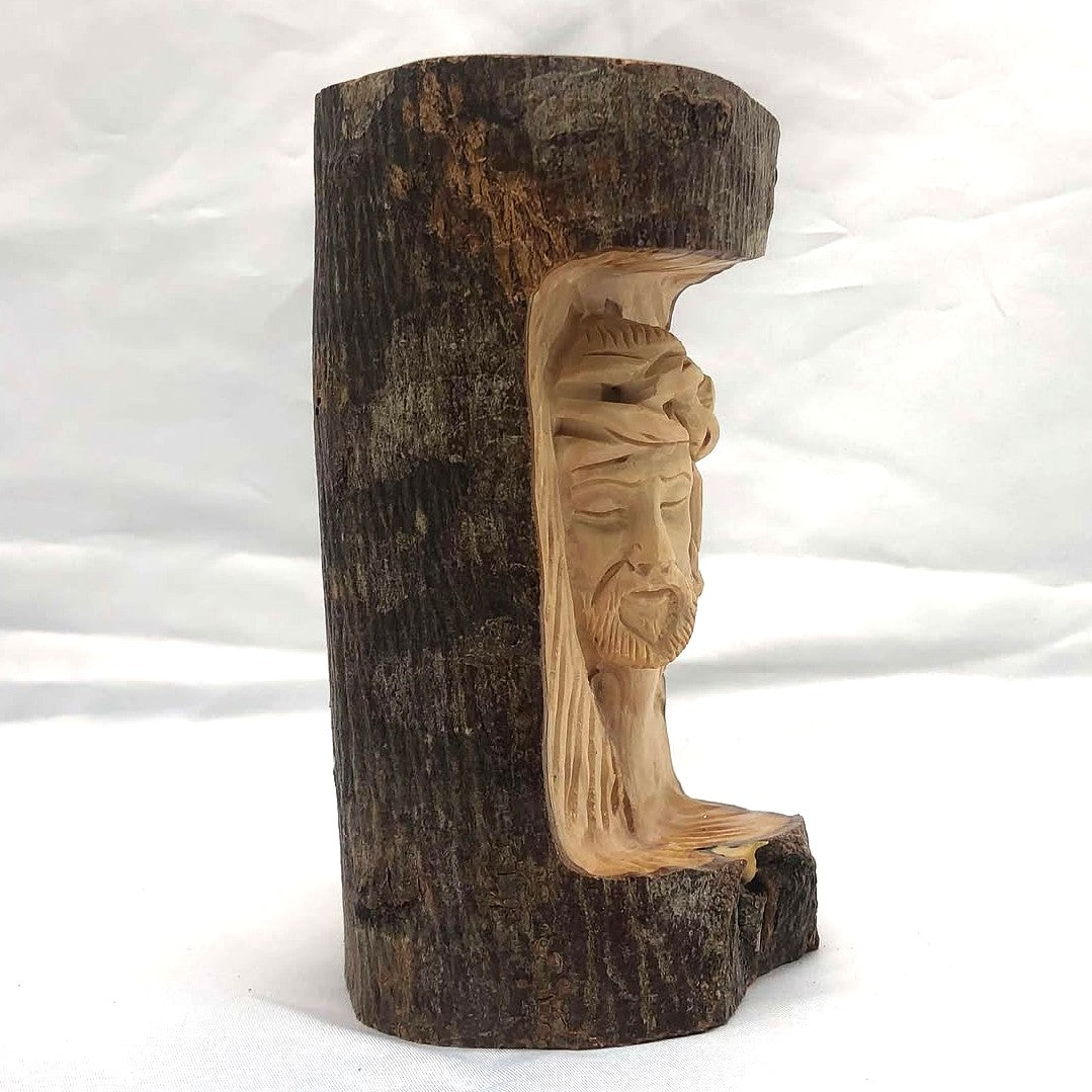 Olive Wood Jesus Face in Trunk