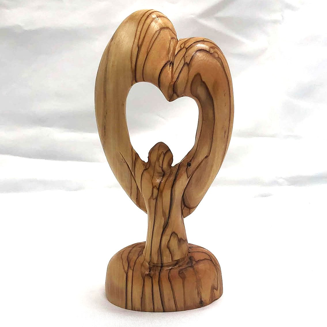 Olive Wood Holy Family - Abstract -Heart shape