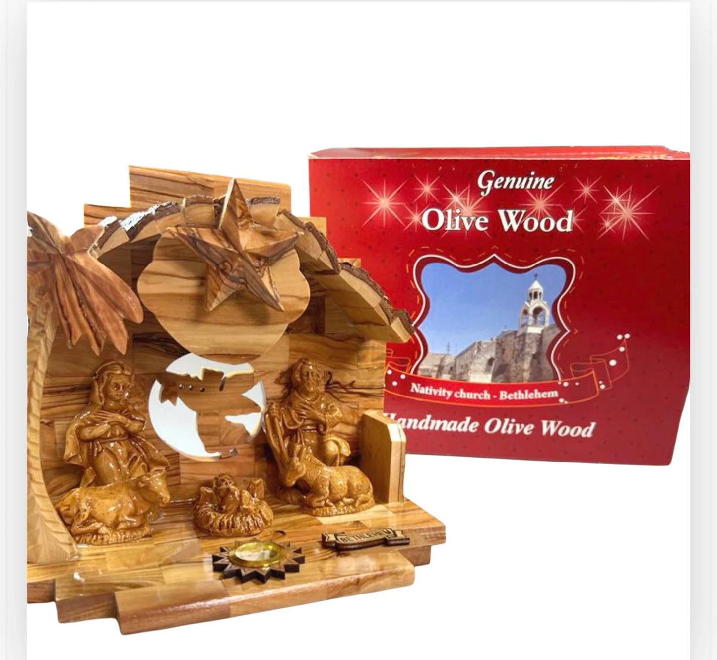 Olive Wood Musical Nativity Scene with incense from the holy land