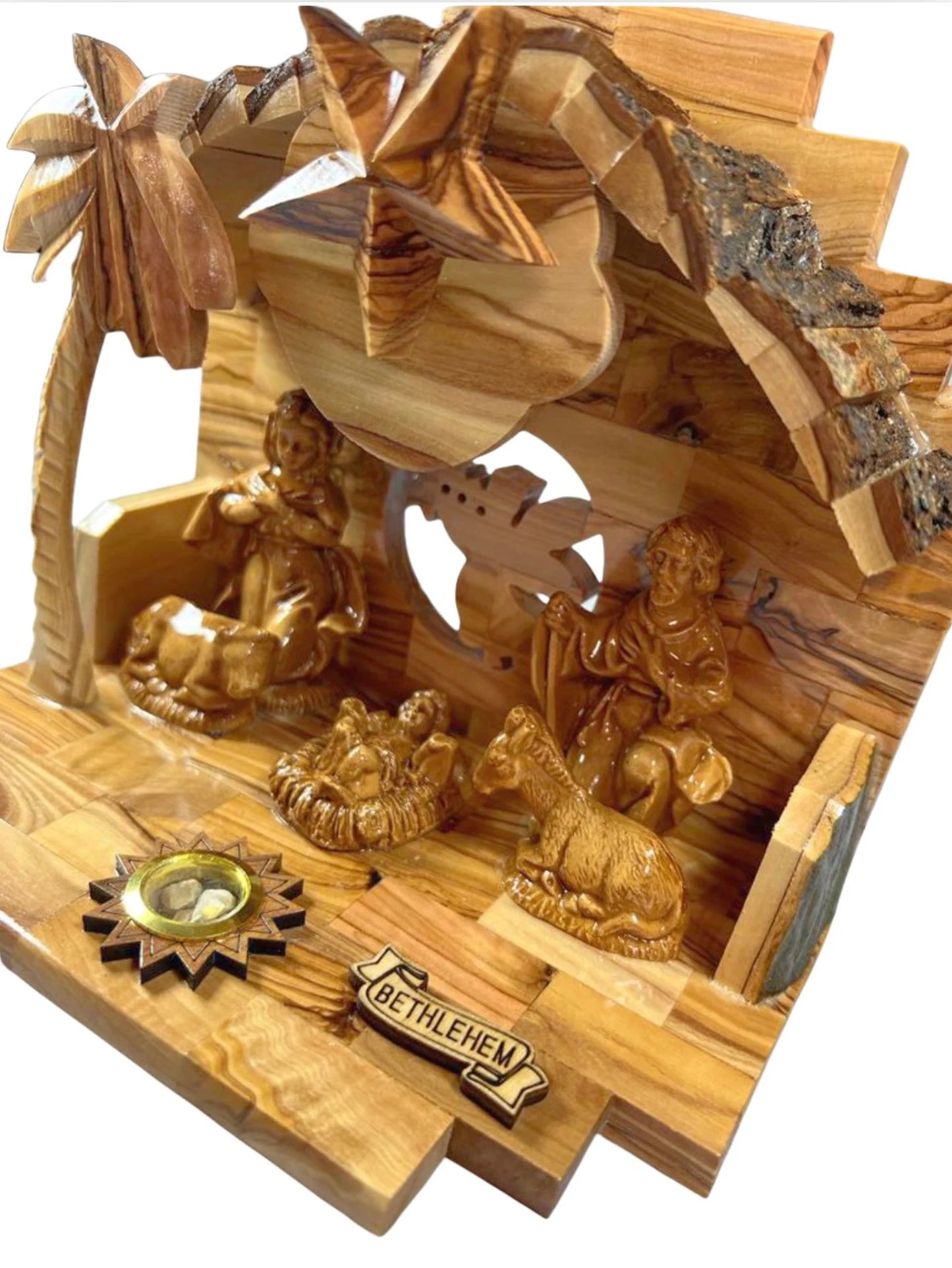 Olive Wood Musical Nativity Scene with incense from the holy land