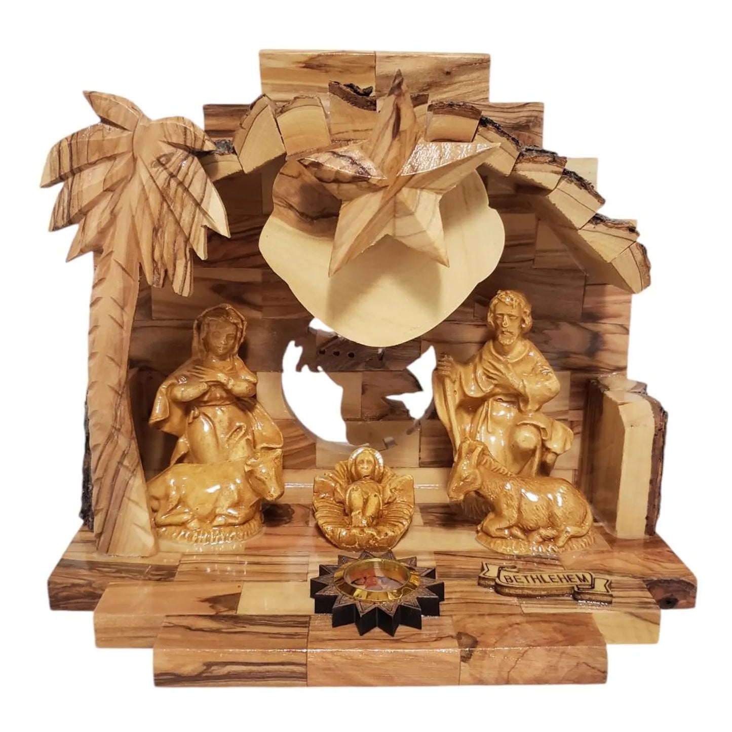 Olive Wood Musical Nativity Scene with incense from the holy land