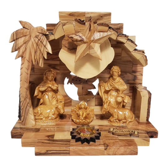 Olive Wood Musical Nativity Scene with incense from the holy land
